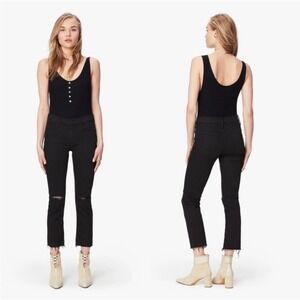 Mother jeans The Rascal Ankle Fray Guilty as Sin 24 black denim casual edgy